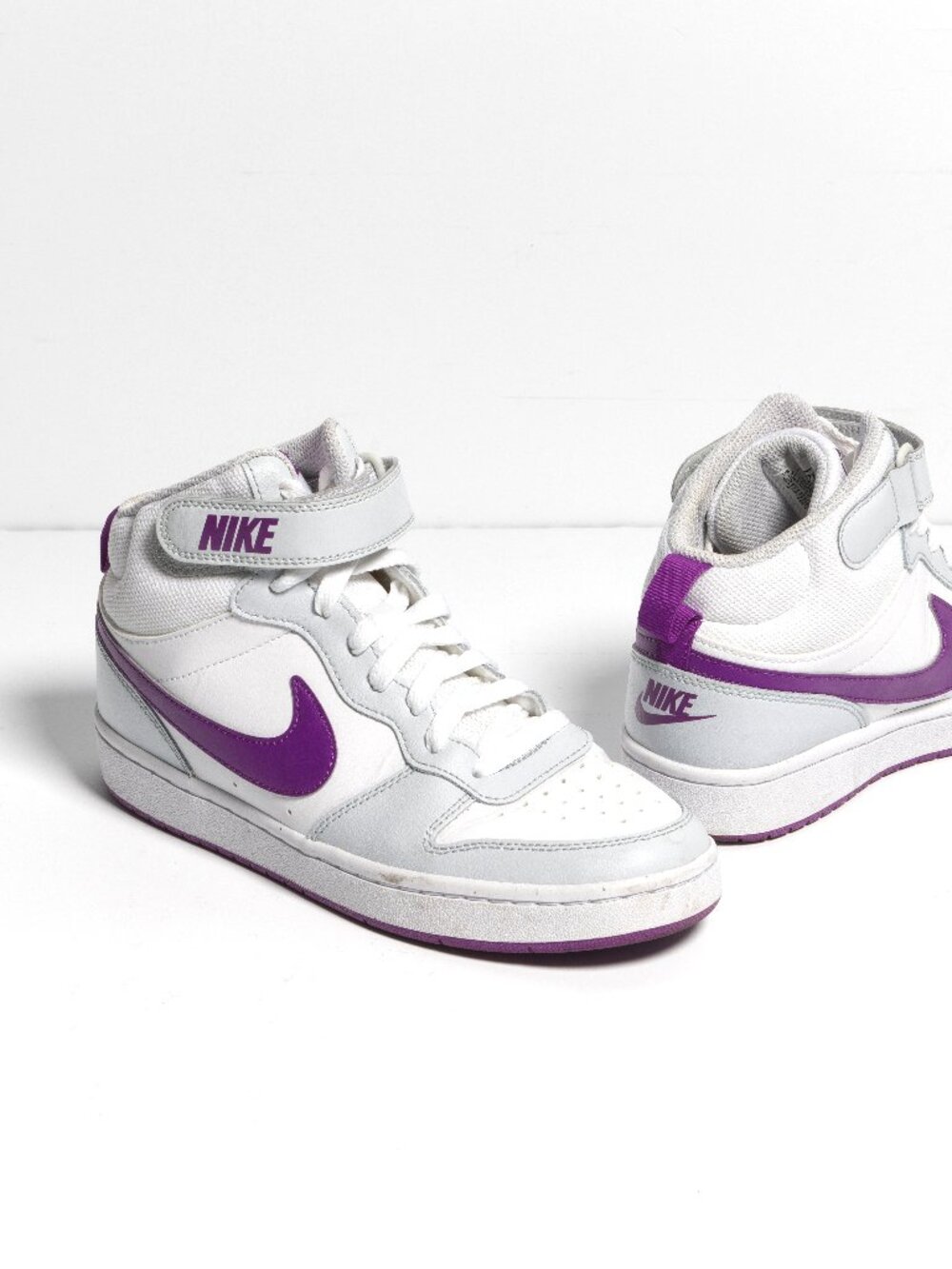 Nike Court Borough Mid 2 Pure Platinum Vivid Purple CD7782-009 Size 6.5Y